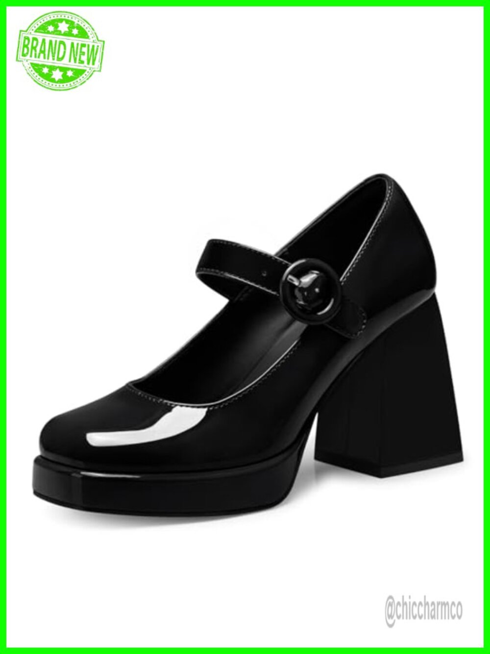 Women's Mary Jane Pumps Chunky Block Heel Closed Toe Faux Leather Comfortable
